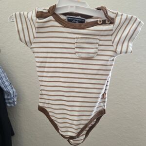 French Connection Baby Cream and Brown Striped Bodysuit Striped Onesie